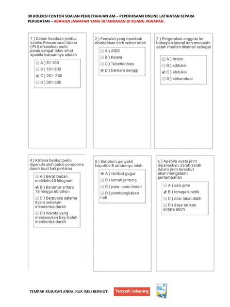 Contoh Soalan Pengetahuan Am Latihan Separa Perubatan Image