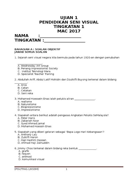 Contoh Soalan Psv Tingkatan 1 Image