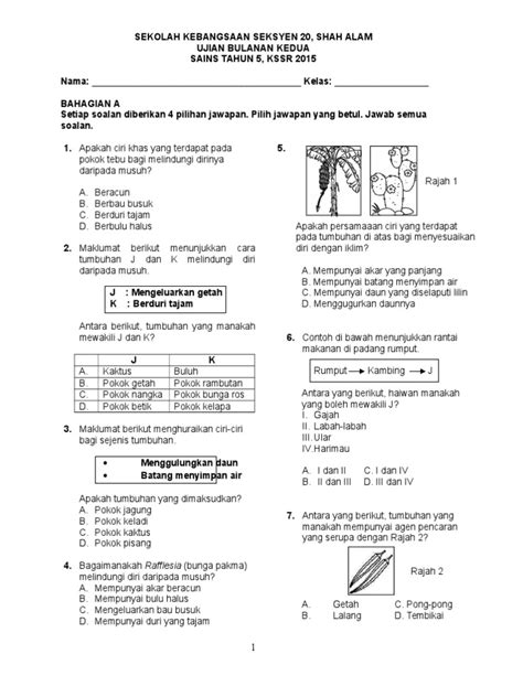 Soalan Sains Tingkatan 1 Akhir Tahun Image